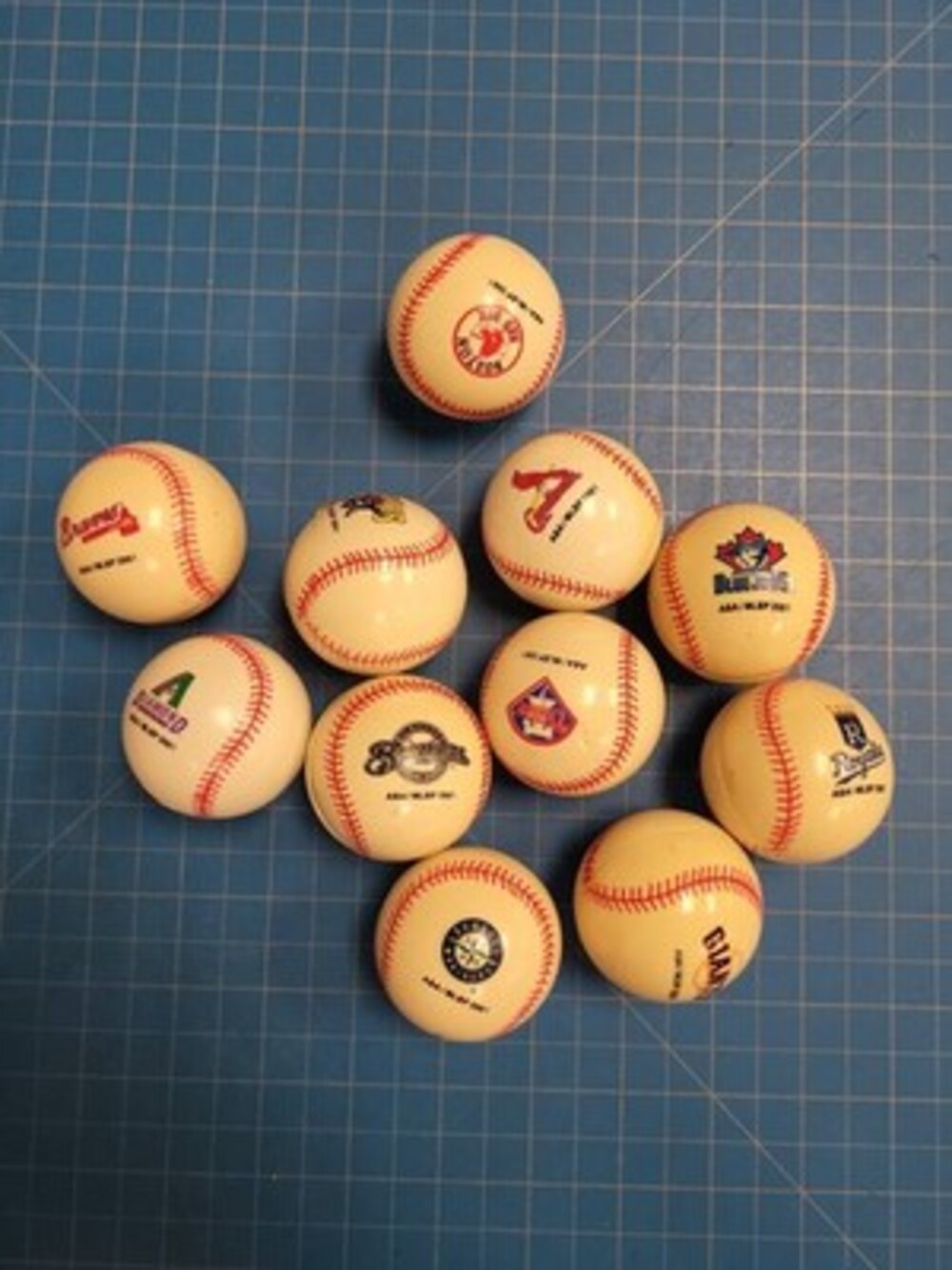 ASA MLBP 2001 Baseball Team Logo Balls Lot 11 Braves Giants Cardinals More